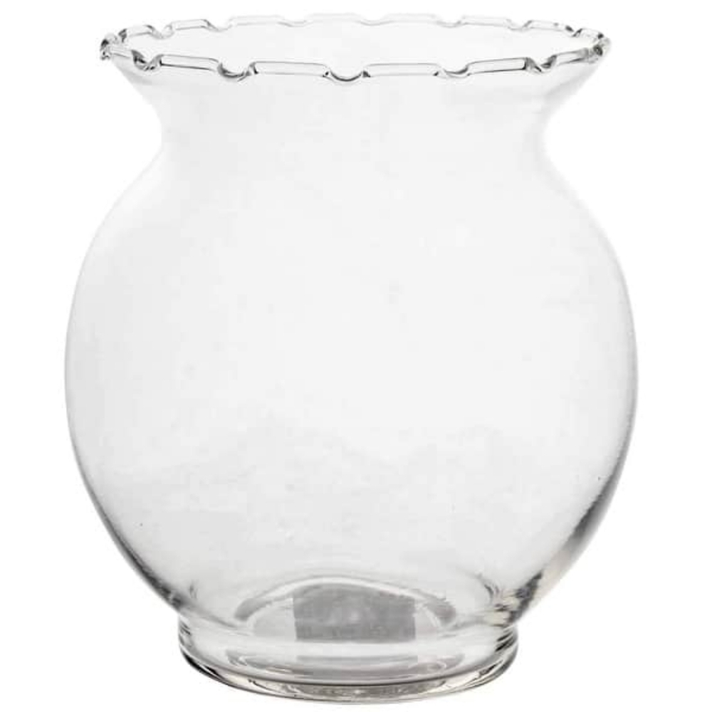 Ruffled Rim Clear Glass Bowl Vase
